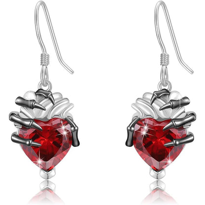 Halloween Fashion Heart-shaped Skull Hand Earrings