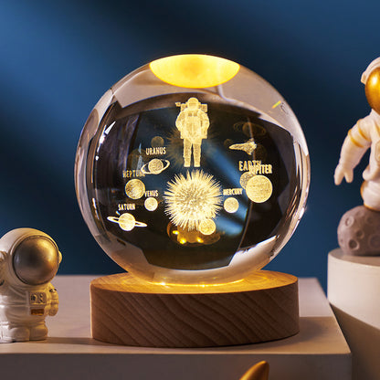 Ciel étoilé lumineux et planètes lune boule de cristal petite lampe de nuit projecteur lumière ambiante cadeau créatif nouveau cadeau étrange