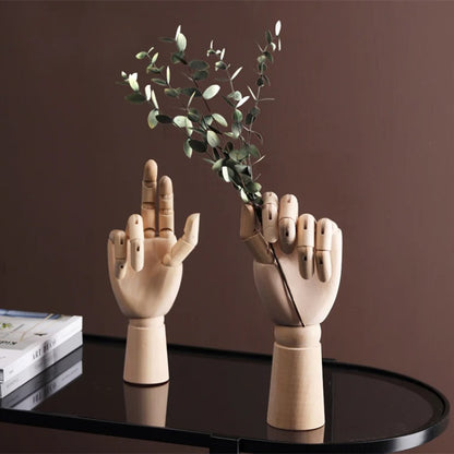 Adornos de decoración del hogar para comestibles, modelo de mano de nudillo de madera móvil de madera de loto