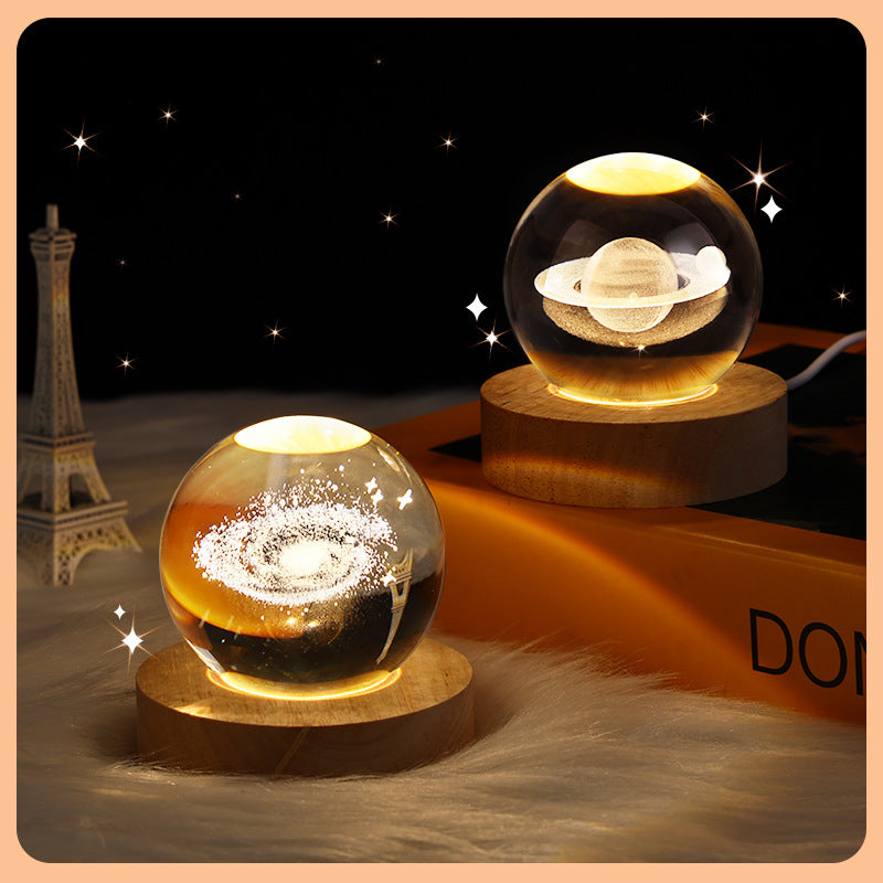 Ciel étoilé lumineux et planètes lune boule de cristal petite lampe de nuit projecteur lumière ambiante cadeau créatif nouveau cadeau étrange