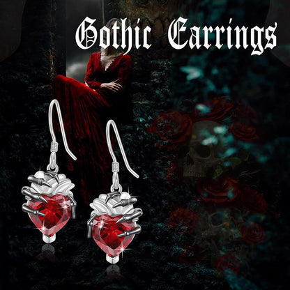 Halloween Fashion Heart-shaped Skull Hand Earrings