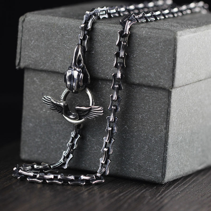 Collar de hombre de plata S925 hecho a mano con colgante de cruz | Joyería de plata tailandesa de 26 pulgadas