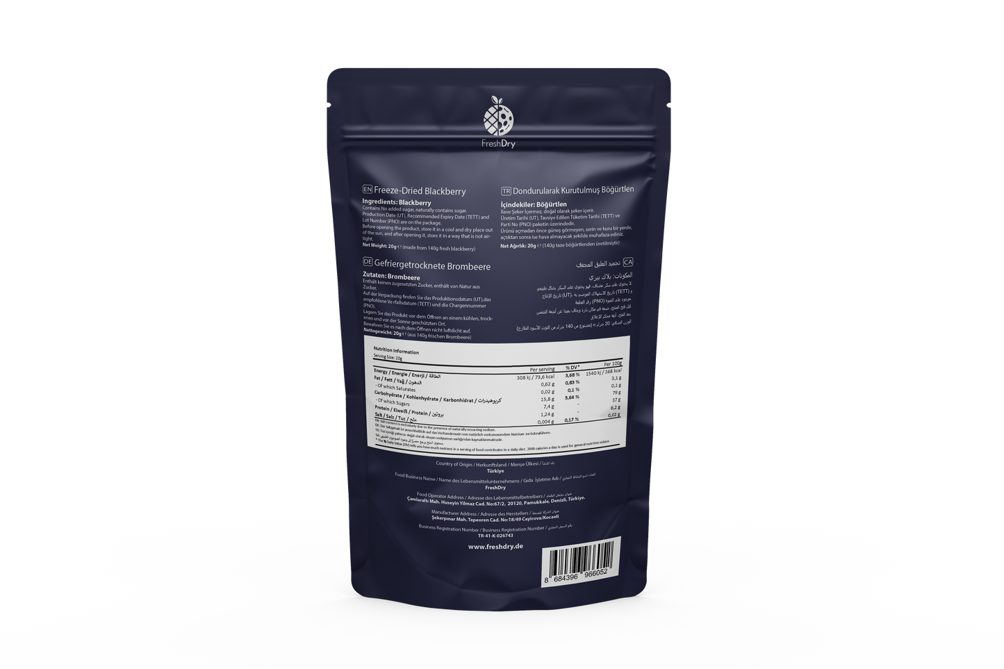 Freeze-Dried Whole Blackberries – 20g