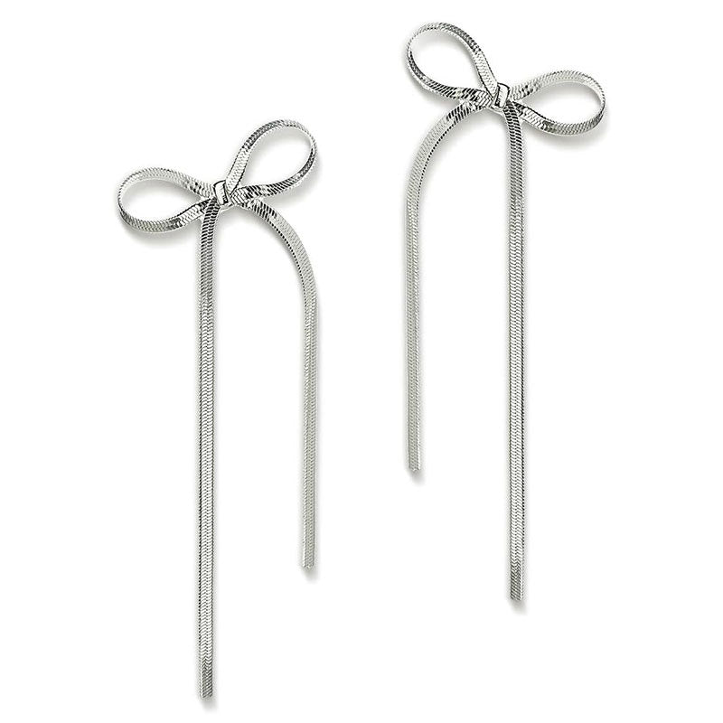 Boucles d'oreilles longues à pampilles et nœud pour femmes