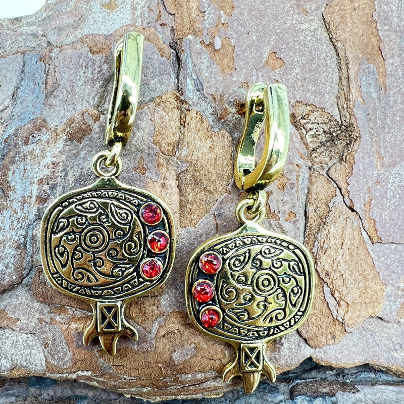 Pomegranate Gold Earrings European And American