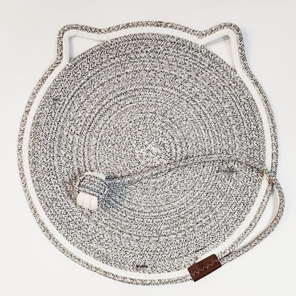 Tapis à gratter pour chat en corde de coton tissé, boule auto-salut intégrée