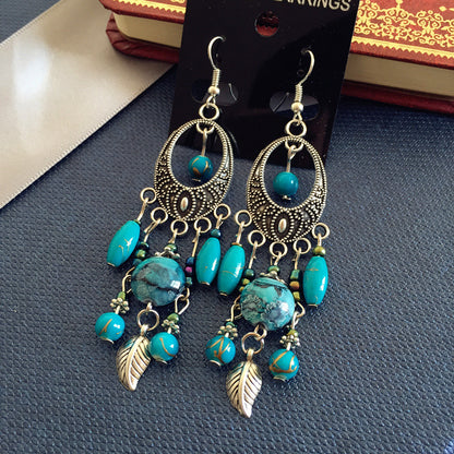 Bohemian Retro Ethnic Style European And American Antique Silver Earrings