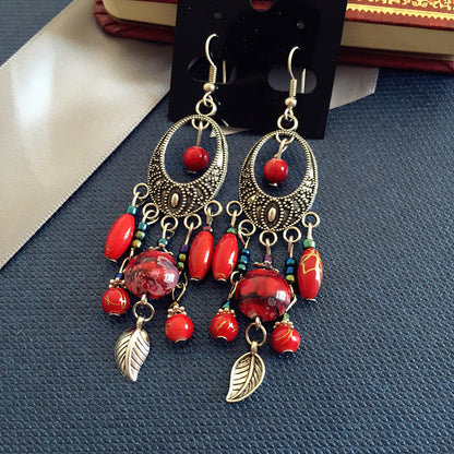 Bohemian Retro Ethnic Style European And American Antique Silver Earrings