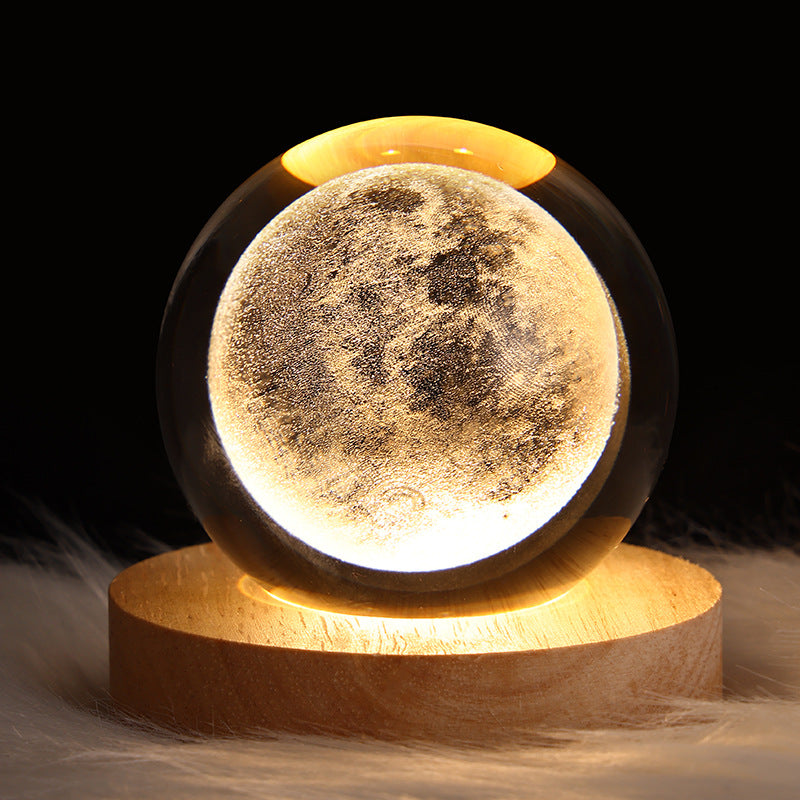 Ciel étoilé lumineux et planètes lune boule de cristal petite lampe de nuit projecteur lumière ambiante cadeau créatif nouveau cadeau étrange