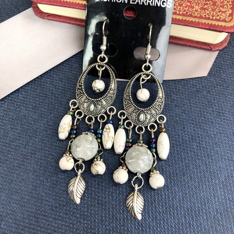 Bohemian Retro Ethnic Style European And American Antique Silver Earrings