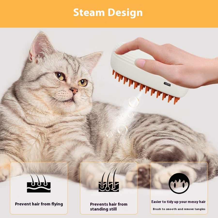 Escova de vapor recarregável usb para animais de estimação, pente de massagem em spray, ferramentas para cuidados com animais de estimação, pente de vapor para gatos, produtos para animais de estimação