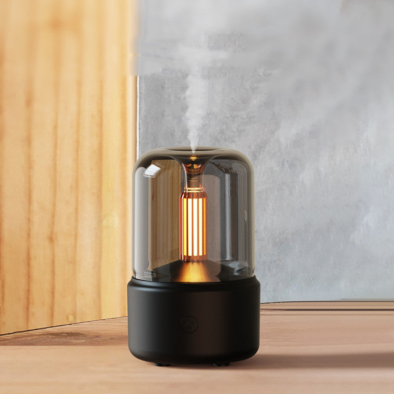 Difusor de aroma à luz de velas - umidificador USB portátil com luz noturna LED