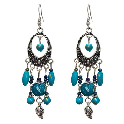 Bohemian Retro Ethnic Style European And American Antique Silver Earrings